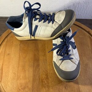 Ecco Hydromax Leather Golf Shoes Spikeless Men's White/Blue Size EU 42 US 8.5